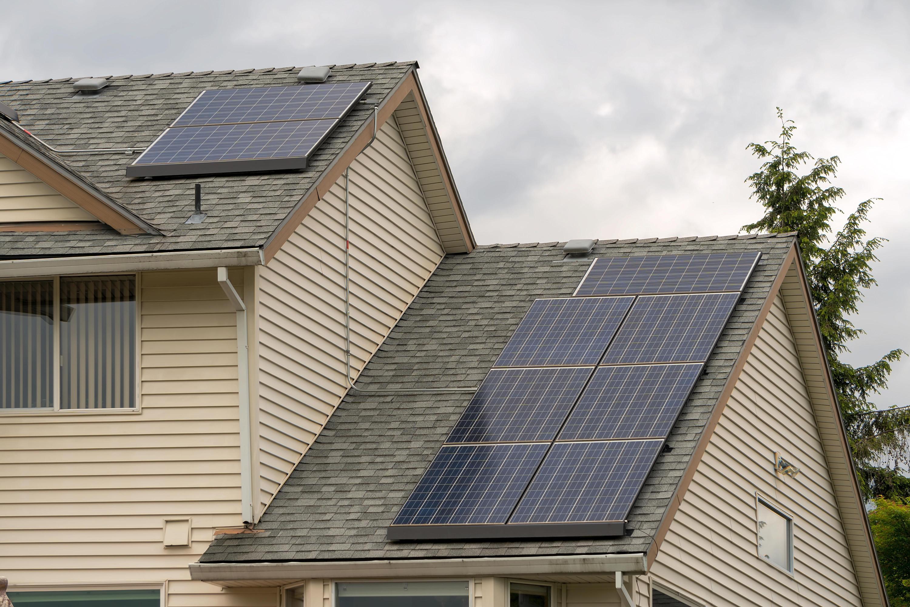 Solar panels on a residential roof